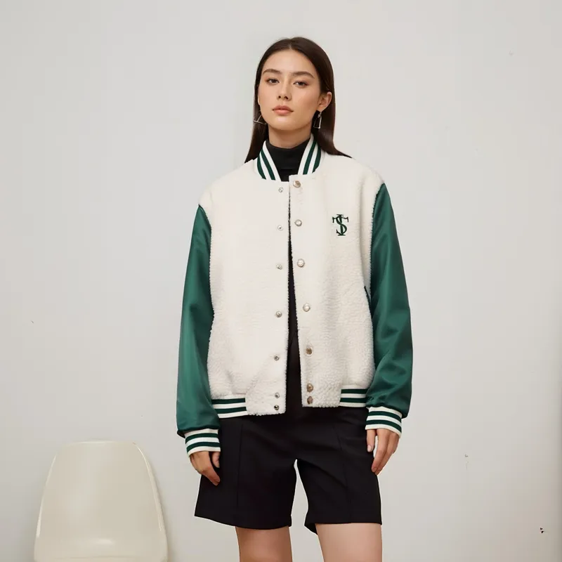 STK SMALL TOWN KID Jackets & Coats Unisex White Green Patchwork-3