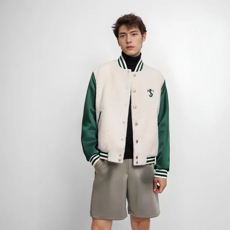 STK SMALL TOWN KID Jackets & Coats Unisex White Green Patchwork-2
