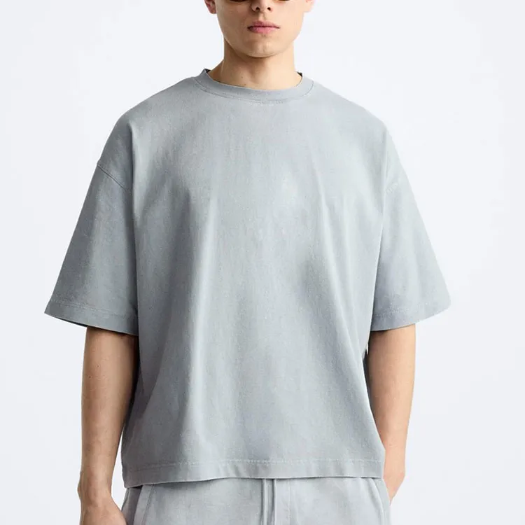ZARA T Shirts Men Light Gray-2