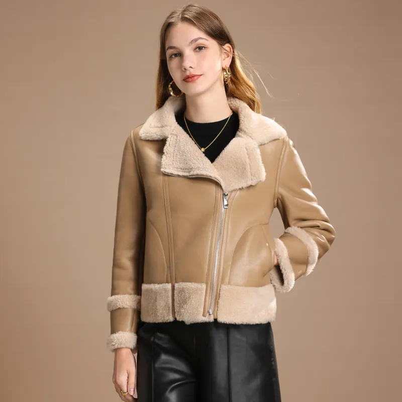 FENHONGMALI Jackets Coats Women's Oatmeal/Light Khaki-3