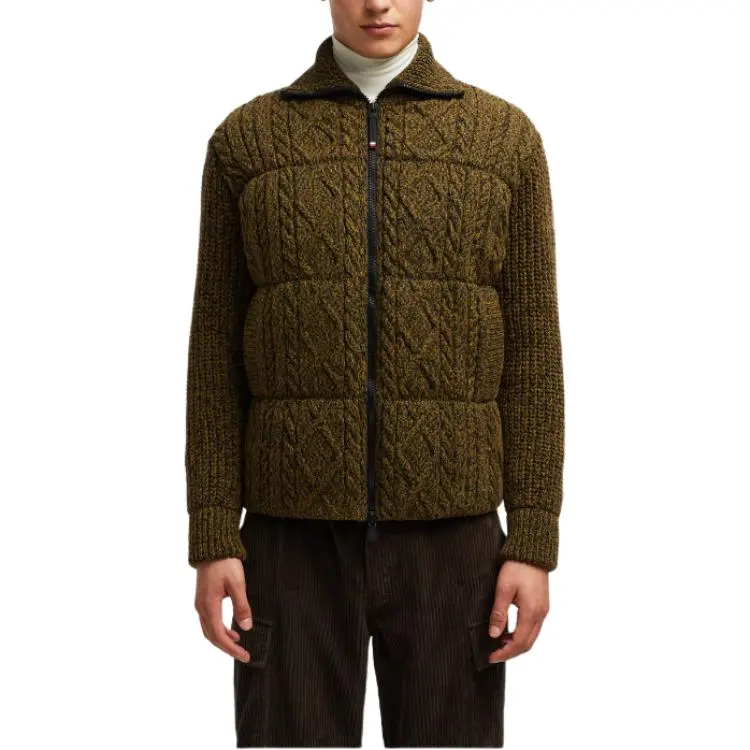 Moncler Wool Short Down Jacket Down Jacket Men's Brown-2