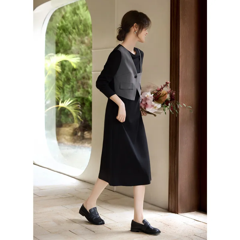 XWI Long Sleeved Dress Women's Black & Gray-4