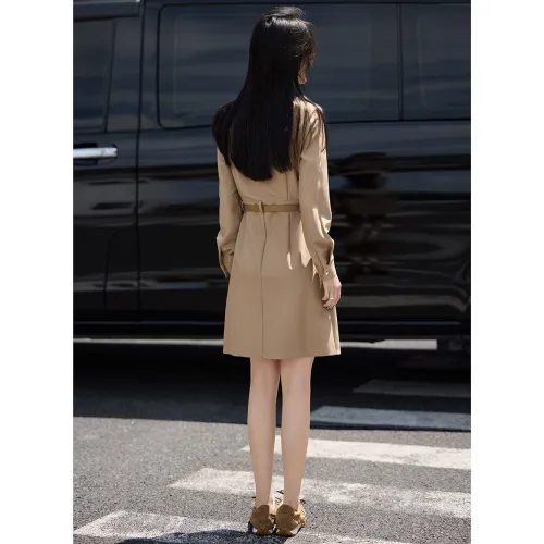 Mo Han Yi Mei Long Sleeved Dresses Women's Khaki