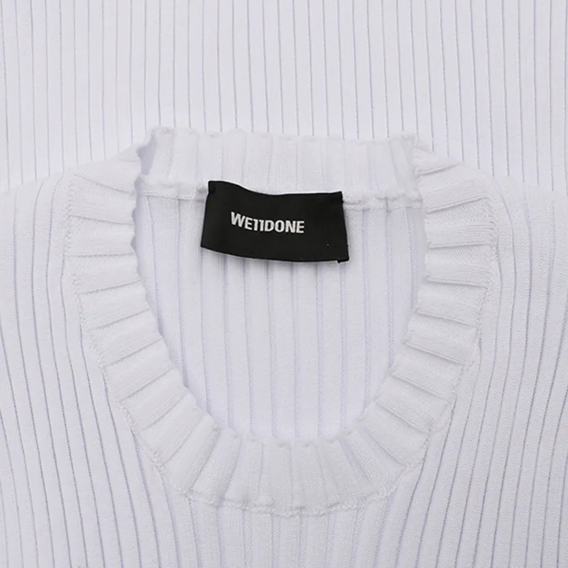 WE11DONE Logo Embroidered Ribbed Top White-2