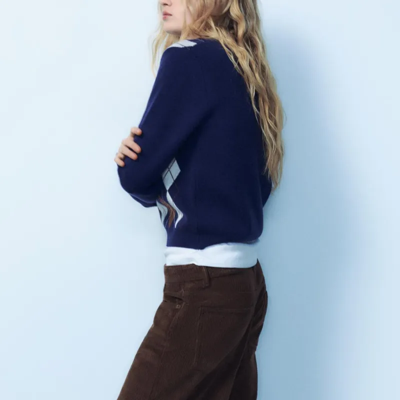 ZARA Sweater Women's Marine Blue-3