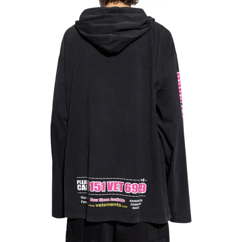 Vetements Slogan Printed Drawstring Hoodie-2