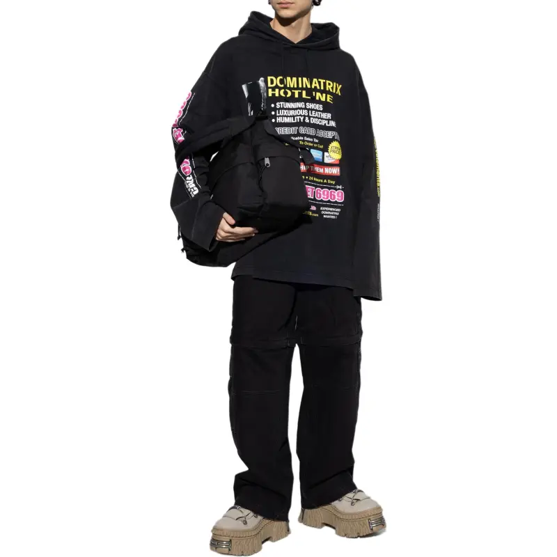 Vetements Slogan Printed Drawstring Hoodie-1