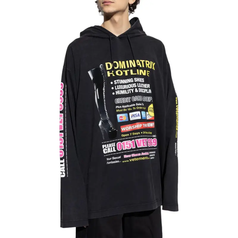 Vetements Slogan Printed Drawstring Hoodie-3