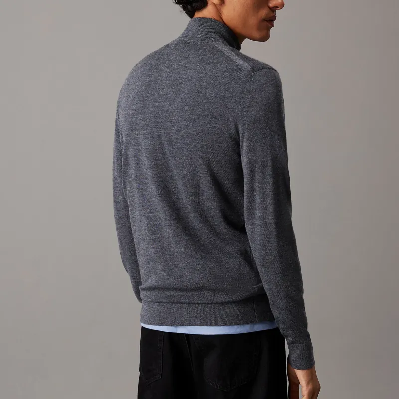 CALVIN KLEIN Sweater Europe Version Men's Dark Gray Heather Flower-2