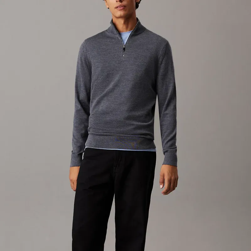 CALVIN KLEIN Sweater Europe Version Men's Dark Gray Heather Flower-1