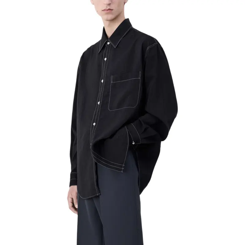 Lemaire Easy Shirt With Contrasted Stitch-3