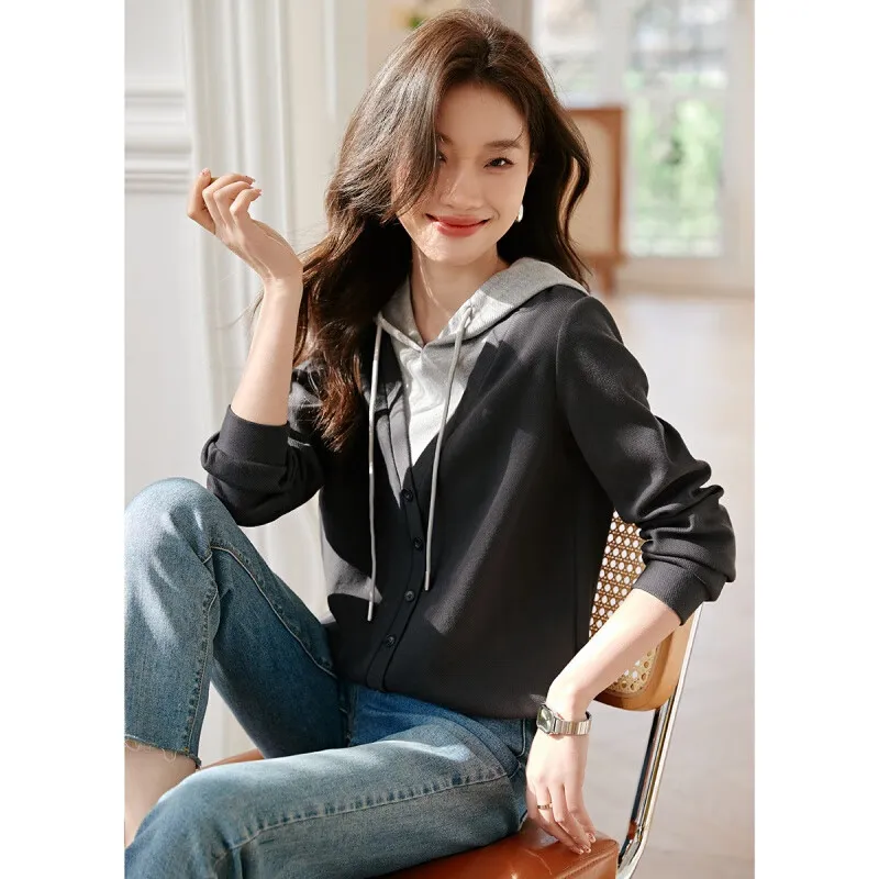 Oudifu Sweatshirt Women's Dark Gray-2
