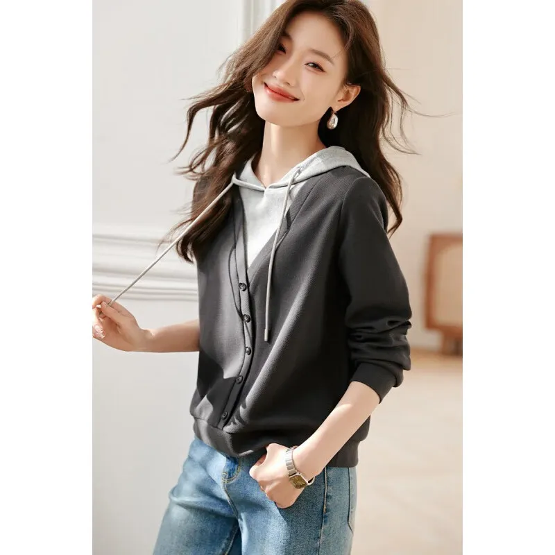 Oudifu Sweatshirt Women's Dark Gray-5