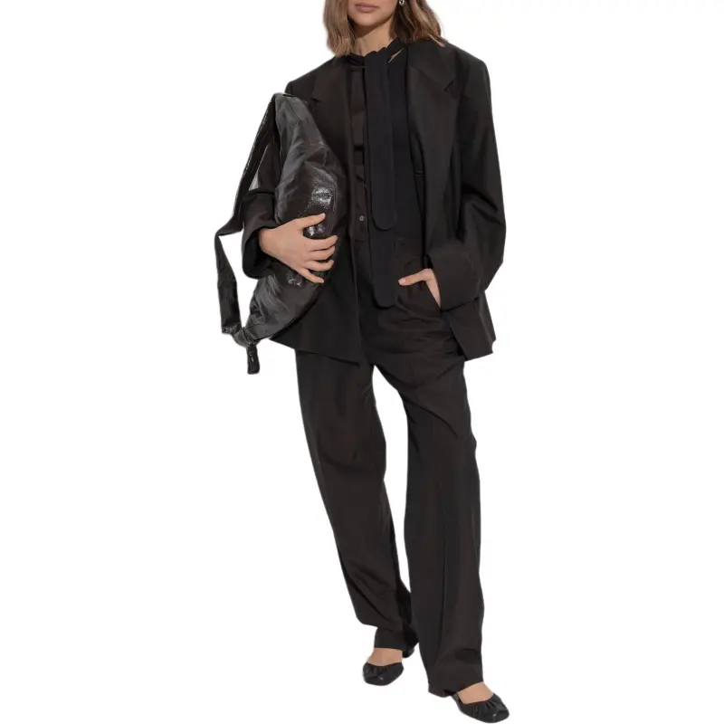Lemaire Belted Tailored Pants 'Dark Espresso Melange'-2