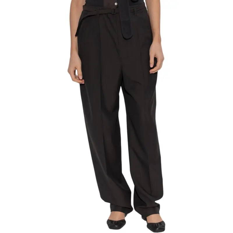 Lemaire Belted Tailored Pants 'Dark Espresso Melange'-1