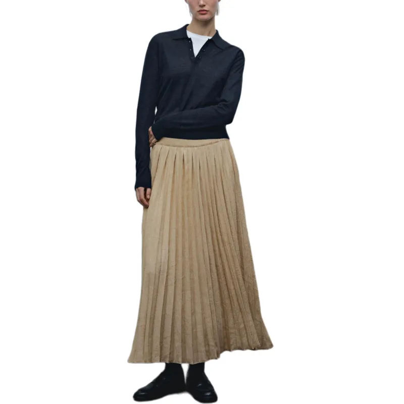 Massimo Dutti Casual Long Skirts Women's Ecru-3