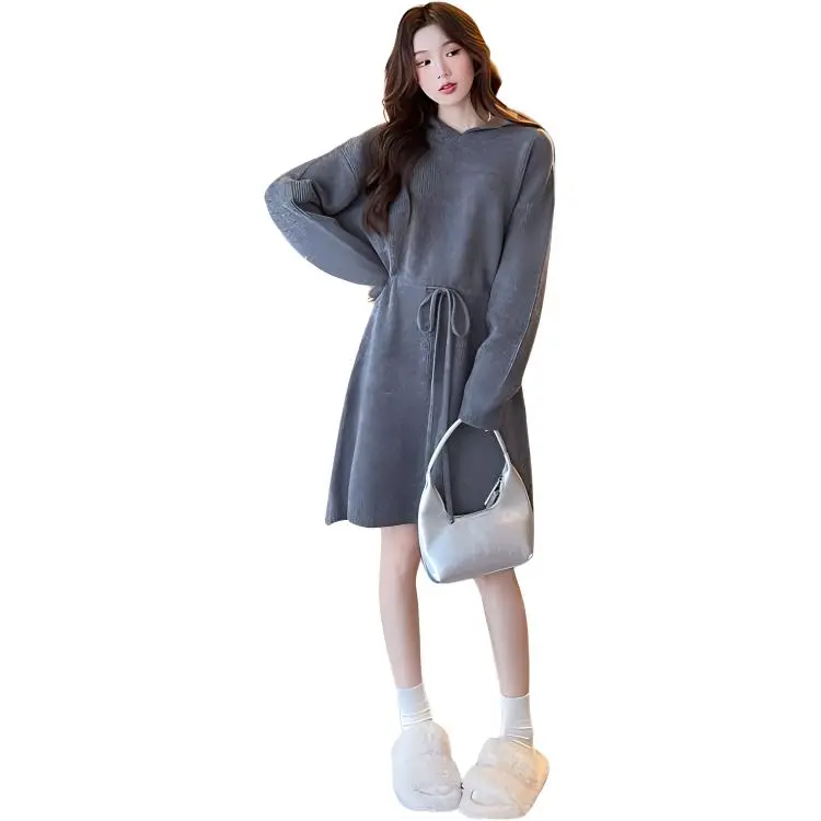 Tonlion Long Sleeved Dress Women's Heather Gray-1
