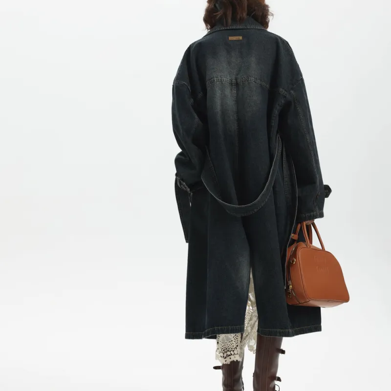 UNVESNO Trench Coat Unisex Midnight Blue-3