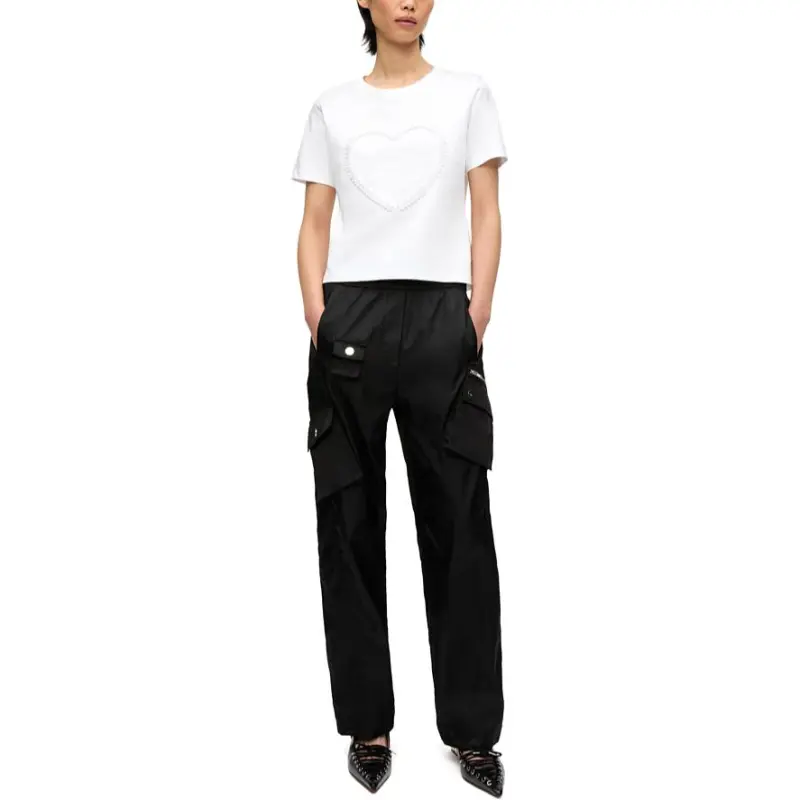 GANNI Logo Embroidered Crewneck T Shirt-3