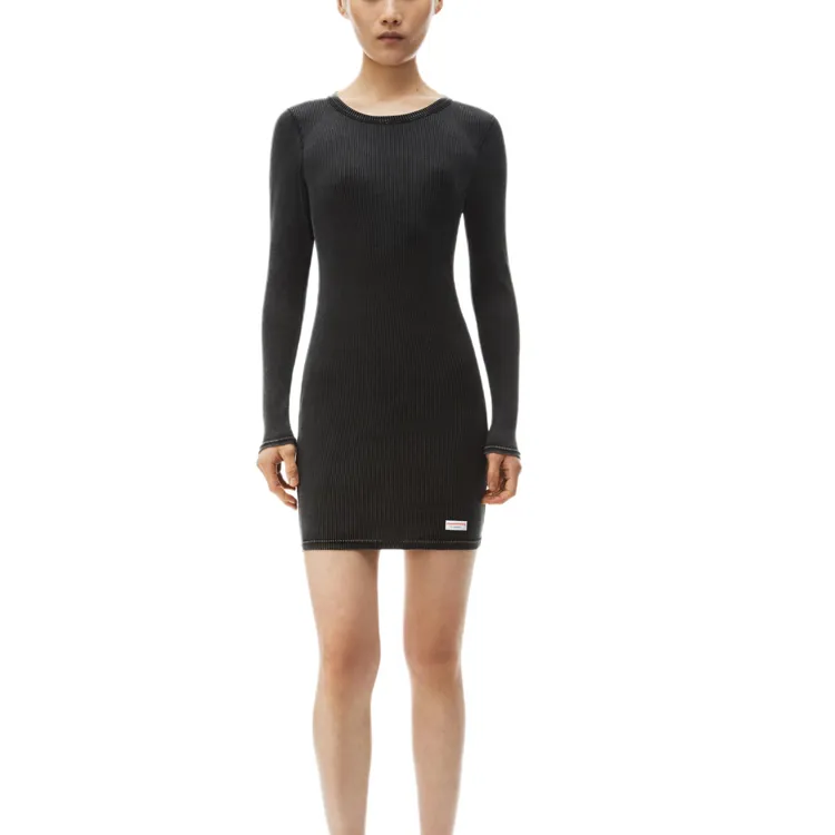 Alexander Wang Bodywear Series Long Sleeved Dresses Women's Black-2