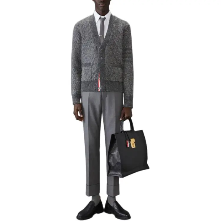 THOM BROWNE V neck Chunky knit Cardigan-2