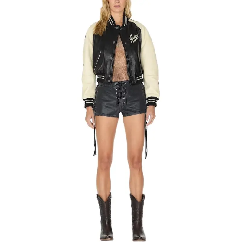GUESS Leather Jacket Women's Black-4