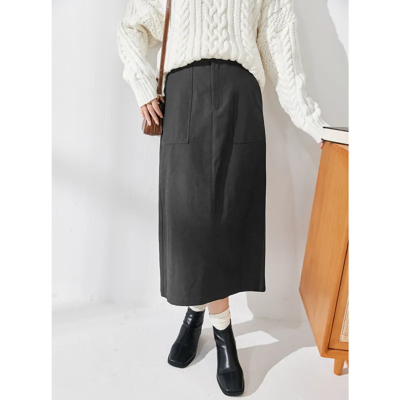 ZIMO Casual Long Skirts Women's Deep Navy Blue-2