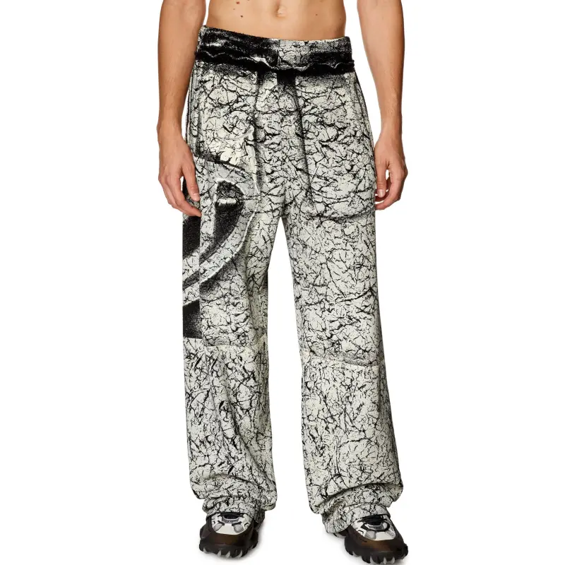 DIESEL Oval D Cracked-Paint Effect Cargo Pants-2