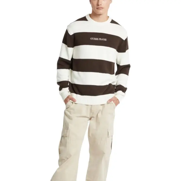 GUESS Sweater Men's Brown Stripes-1