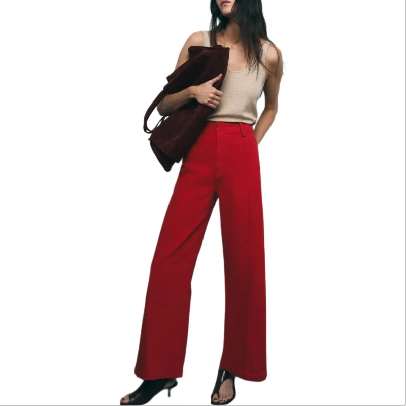 ZARA ZW Series Casual Pants Women's Red-4
