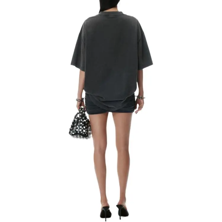 T By Alexander Wang Prestyled T Shirt Dress With Ruched Mini Skirt Black-1