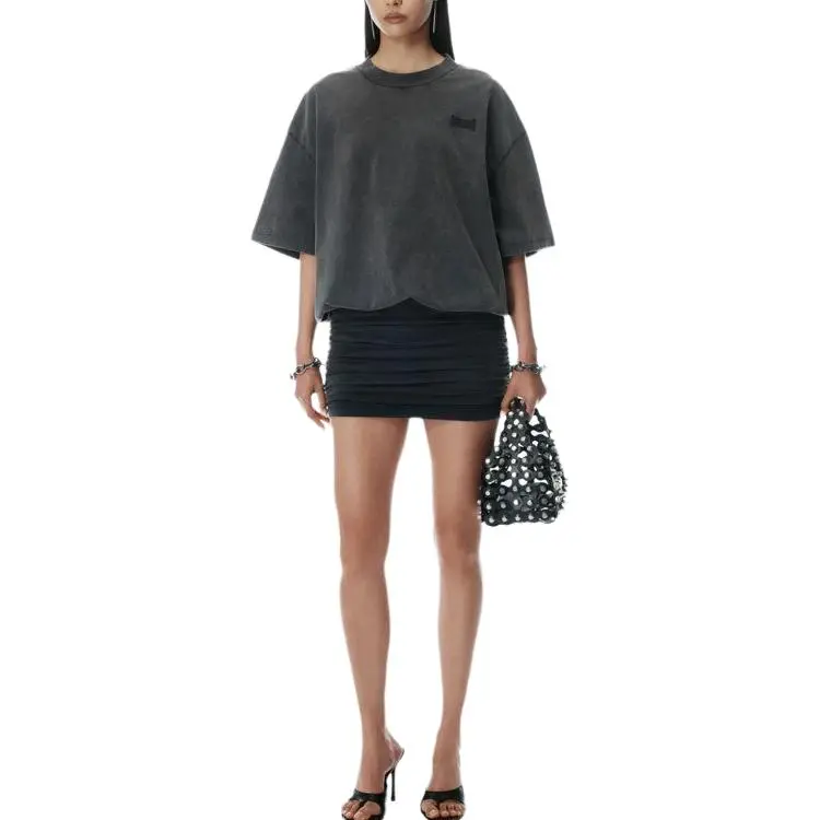 T By Alexander Wang Prestyled T Shirt Dress With Ruched Mini Skirt Black-3
