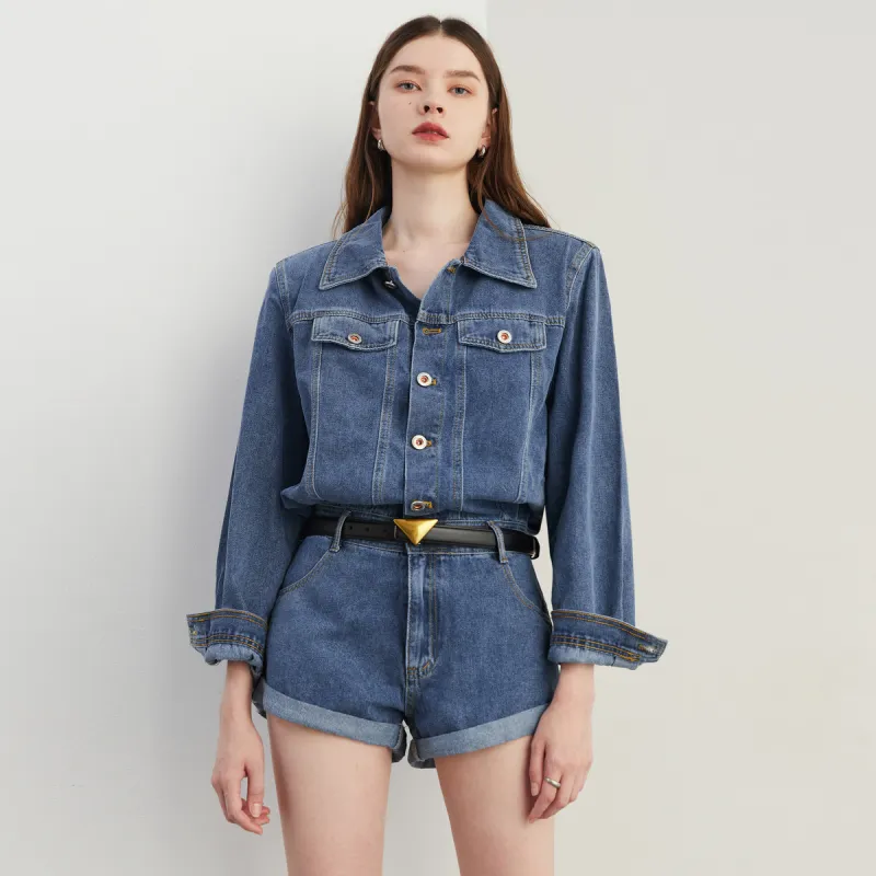 DPLAY Denim Shorts Women's Denim Blue-4