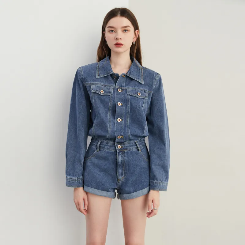 DPLAY Denim Shorts Women's Denim Blue-2
