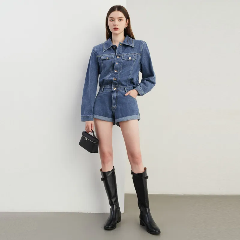 DPLAY Denim Shorts Women's Denim Blue-1