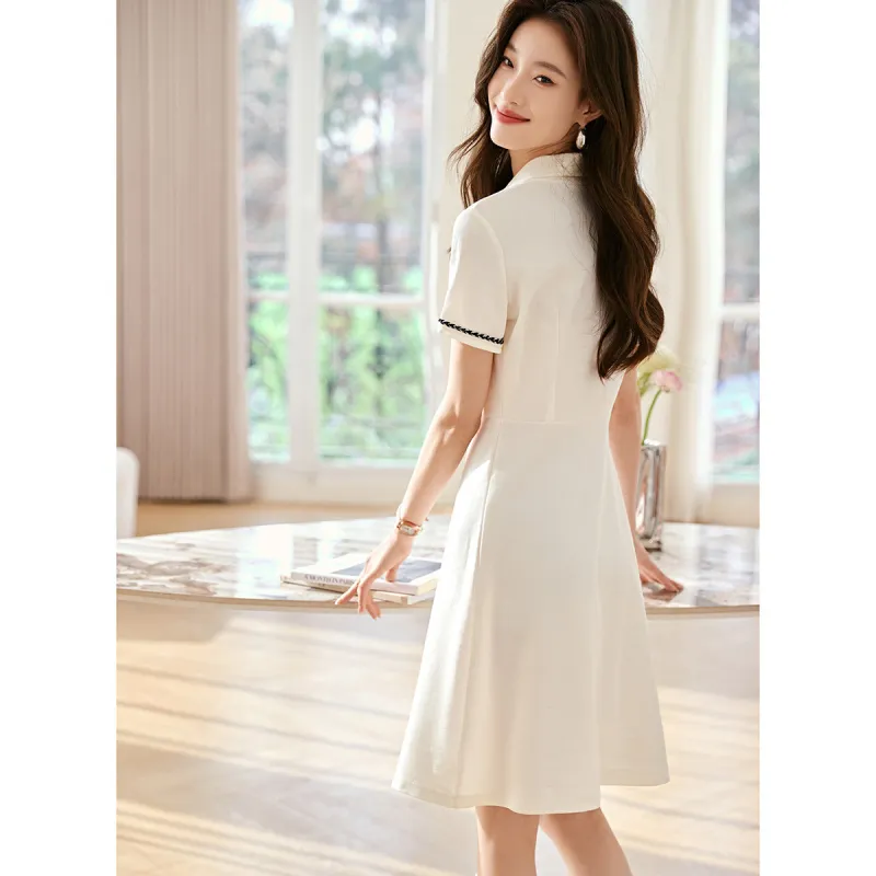 Mo Han Yi Mei Short Sleeved Dress Women's Raw White-3