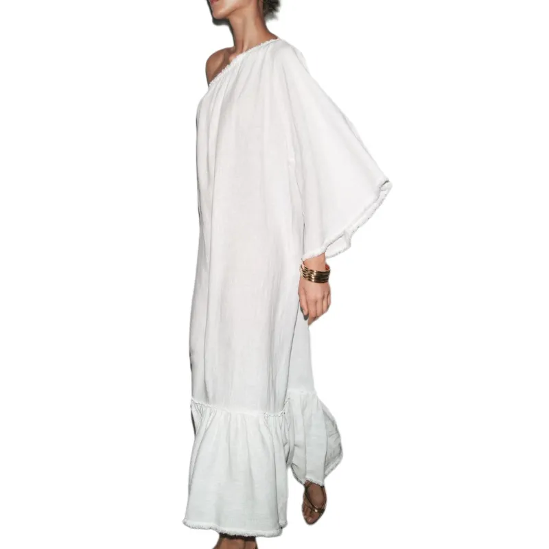 ZARA ZW Series Long Sleeved Dress Women's Frosted White-2