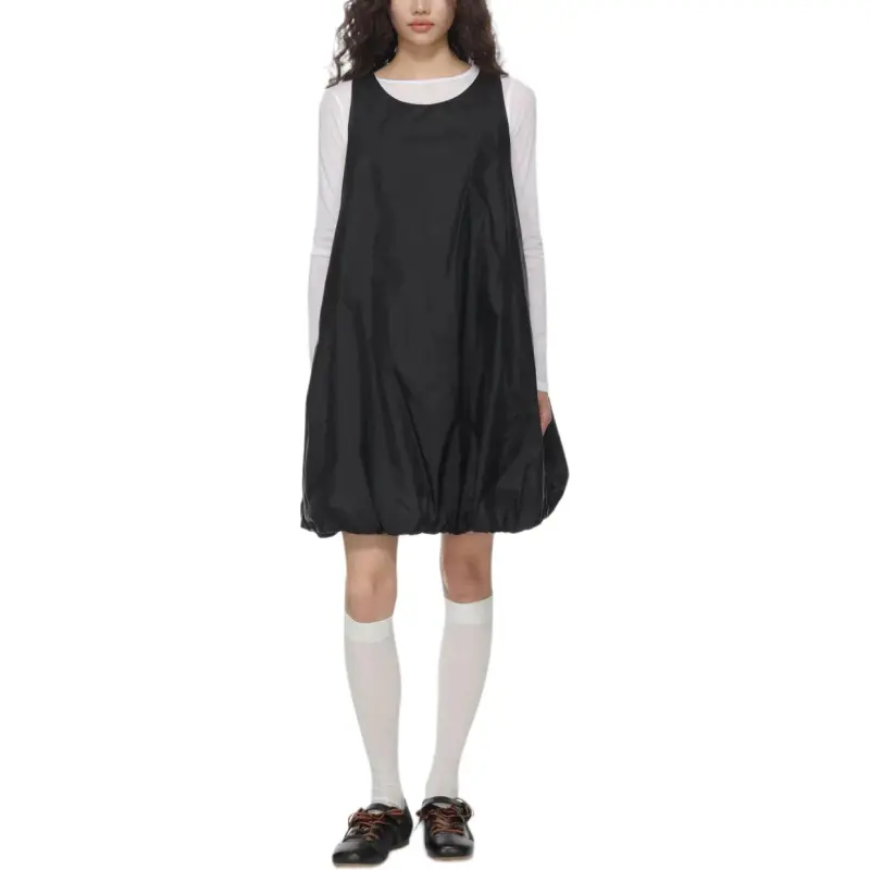 AMOMENTO Nylon Volume Mini Dress 'Black'-4