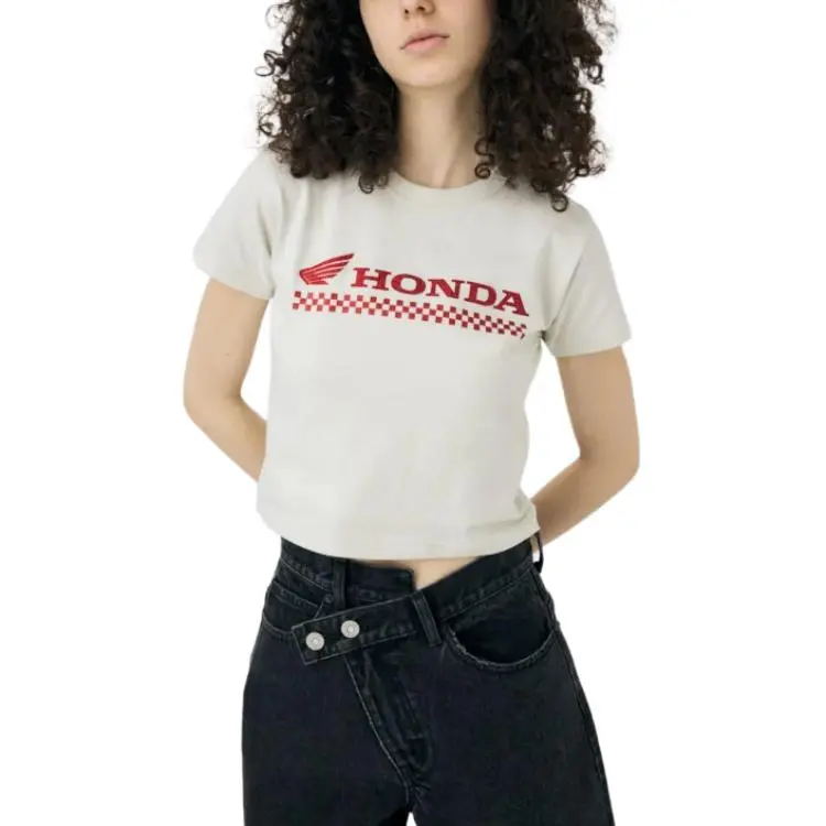 MOUSSY HONDA Collaboration Regular T Shirt Women's White-1