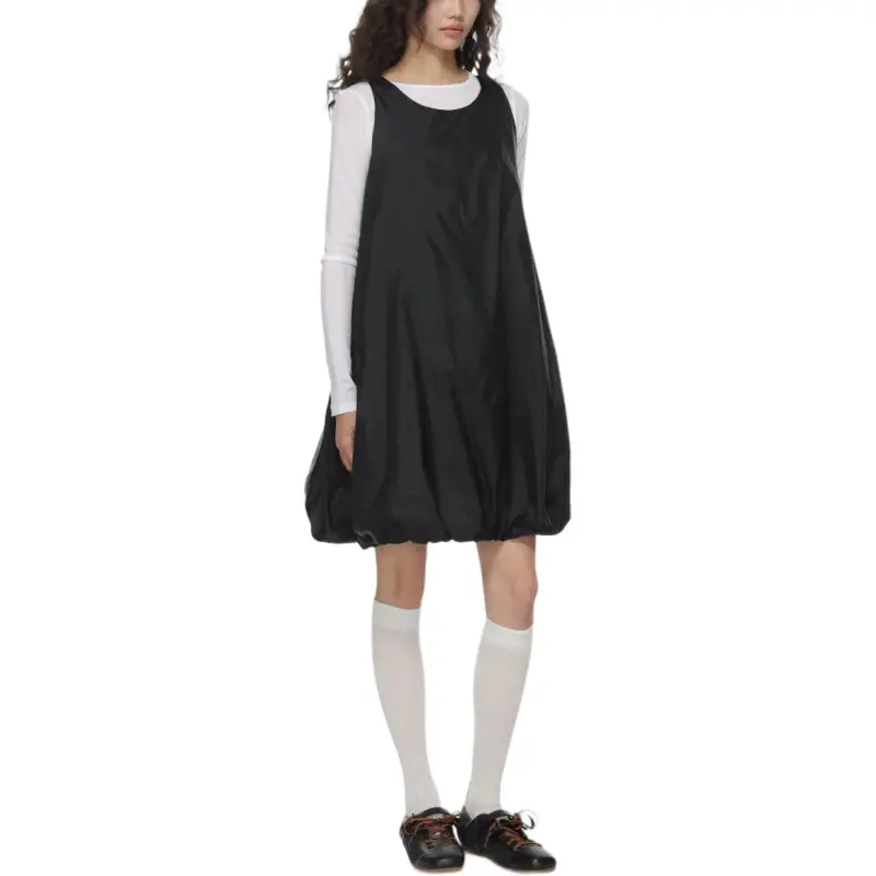 AMOMENTO Nylon Volume Mini Dress 'Black'-2