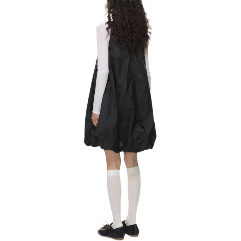 AMOMENTO Nylon Volume Mini Dress 'Black'-3