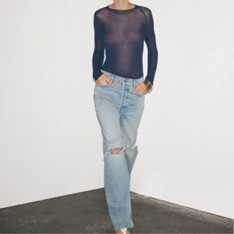 ZARA ZW Series Jeans Women's Light Blue-4