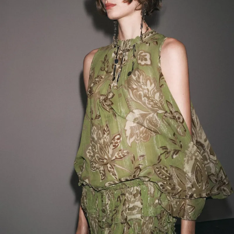 ZARA ZW Series Shirt Women's Green-6