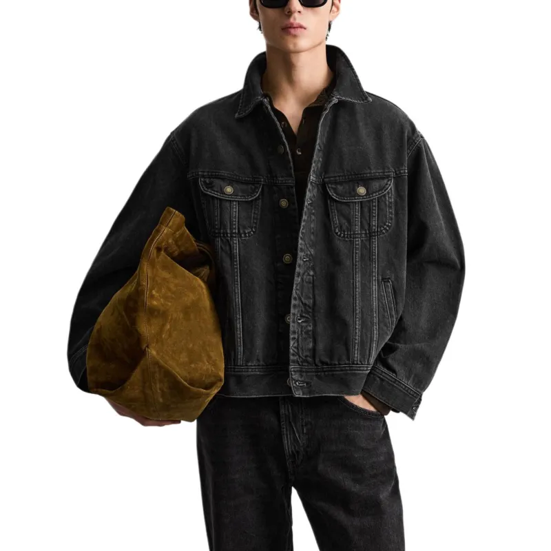 ZARA Denim Jackets Men Black-2