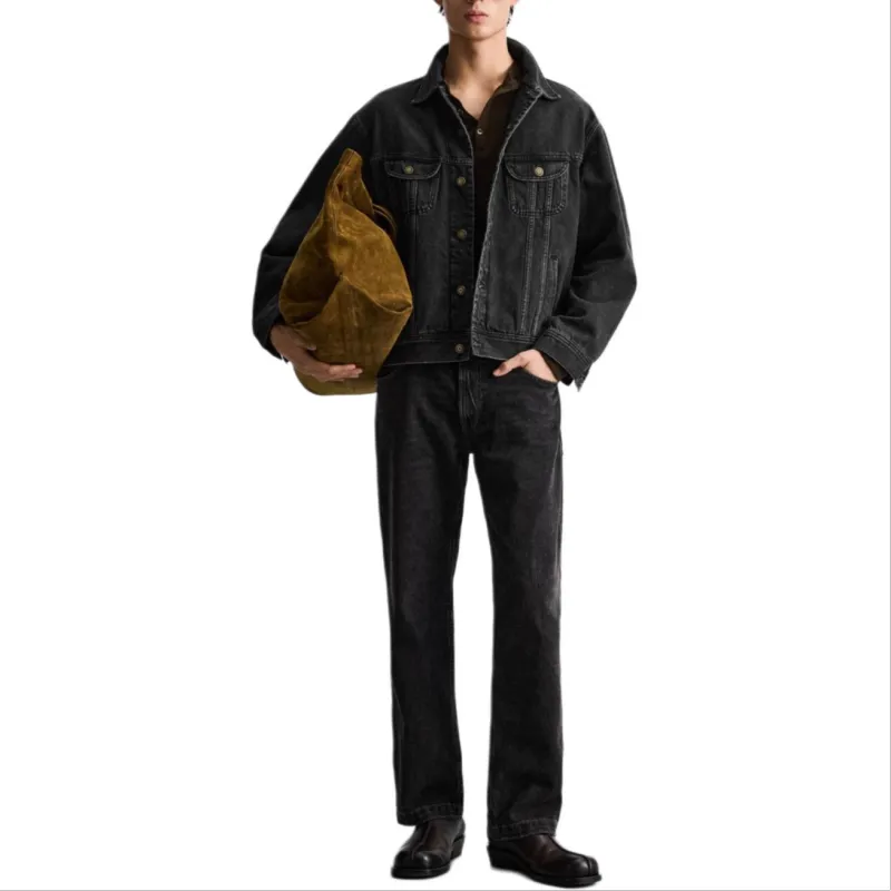 ZARA Denim Jackets Men Black-5