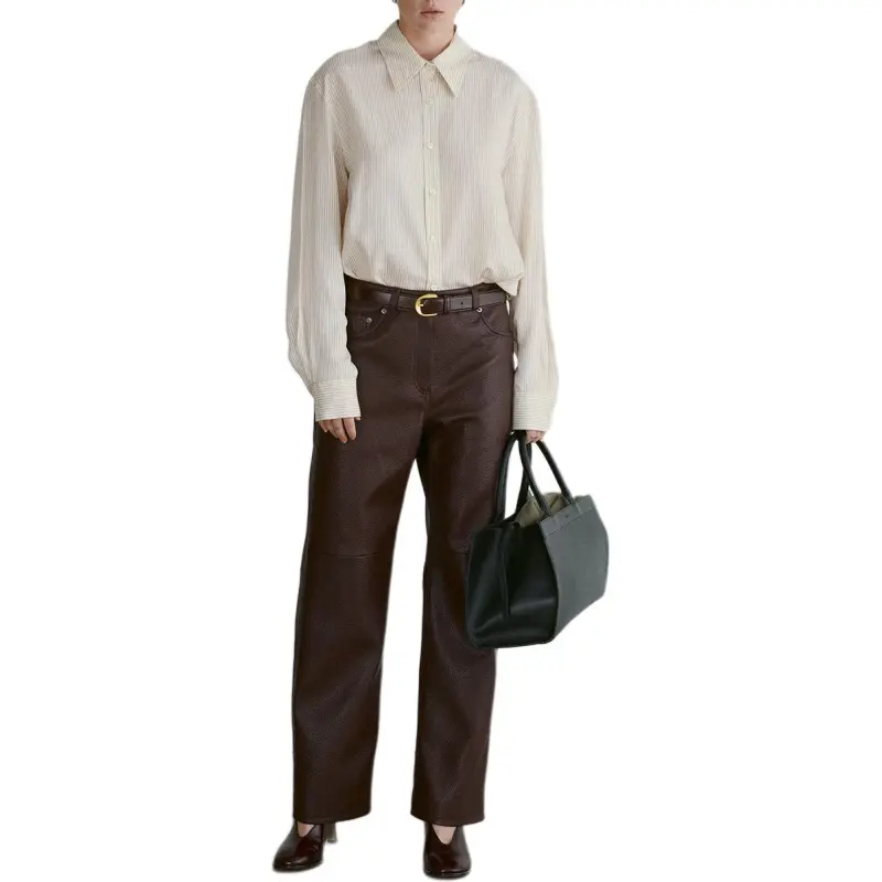 RECTO FW24 KALLOS SUSTAINABLE LYOCELL STRIPE SHIRT Shirt Women's LIGHT BEIGE/Light Beige-3