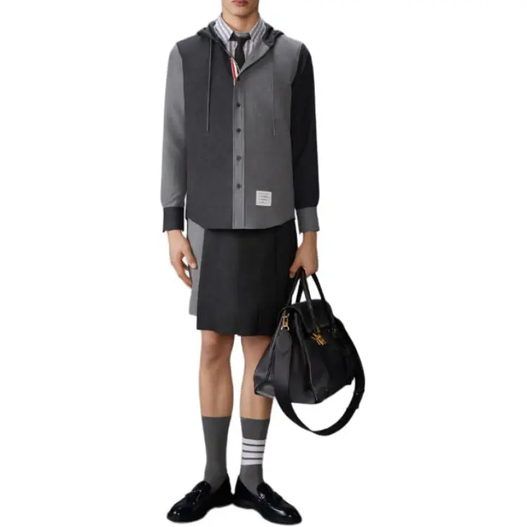 THOM BROWNE RWB stripe Hooded Shirt-3