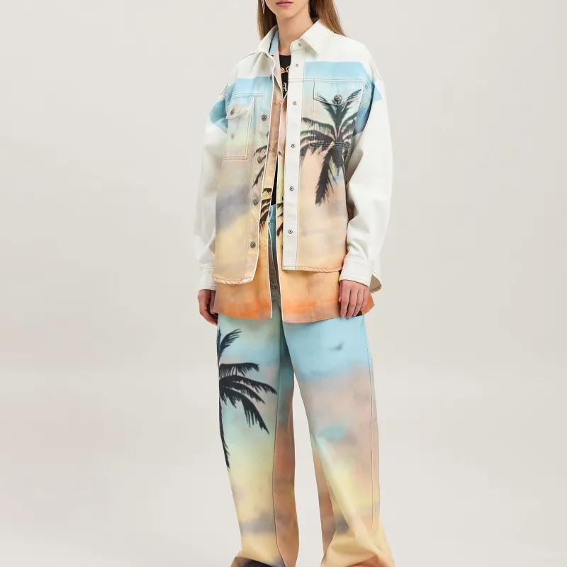 PALM ANGELS Sunrise Palm Denim Overshirt-2