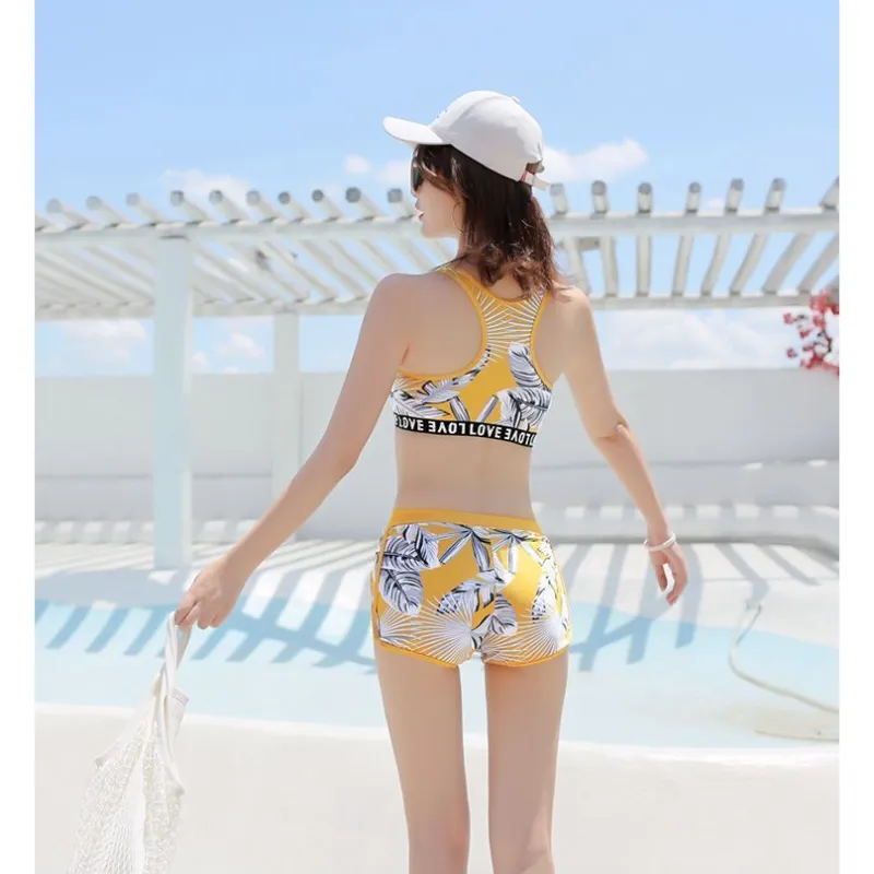 Youyou Two Piece Swimsuits Women's Yellow Leaf-5