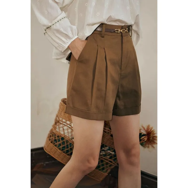 Olrain Casual Shorts Women's Khaki-2